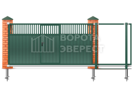 Откатные ворота с калиткой 10 метров 10000×2400 ВЭ-5947